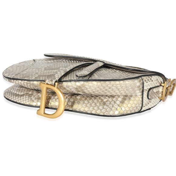 Christian Dior Gold Metallic Python Saddle Bag - Picture 6 of 7